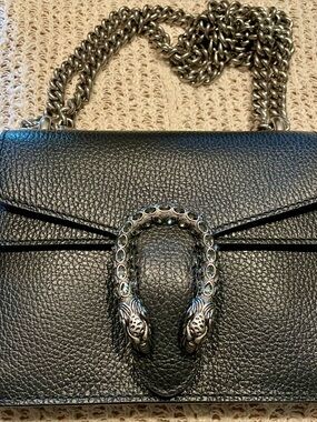 🔥Authentic Gucci Black Leather Dionysus Small Shoulder Bag